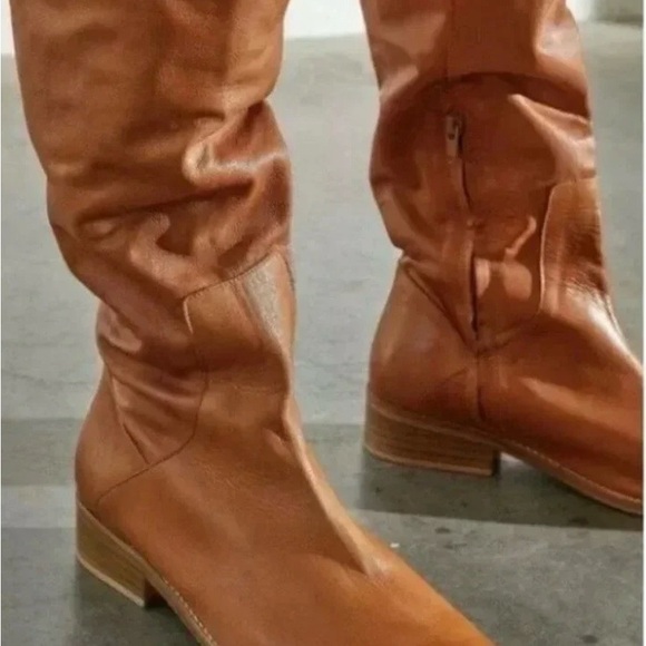 Free People Tan Over-the-Knee Leather Boots - New Without Tagd - Picture 4 of 5